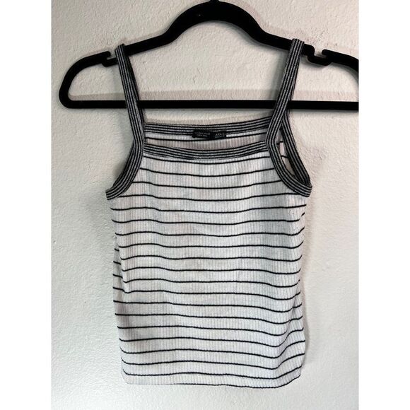 Zara Collection Sleeveless Striped Spaghetti StrapTank Top.  Blk & Whi  Size Med - Picture 1 of 8
